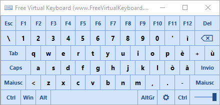 Tastiera Virtuale Gratuita 5 — finestra principale con layout QWERTY su un desktop Windows