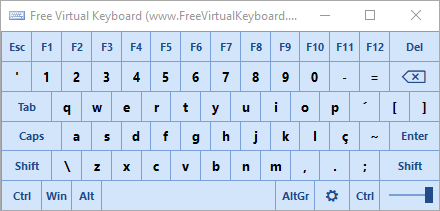 Teclado Virtual Grátis 5 — janela principal com layout QWERTY em uma área de trabalho Windows