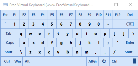 Free Virtual Keyboard 5 main window with QWERTY layout on a Windows desktop